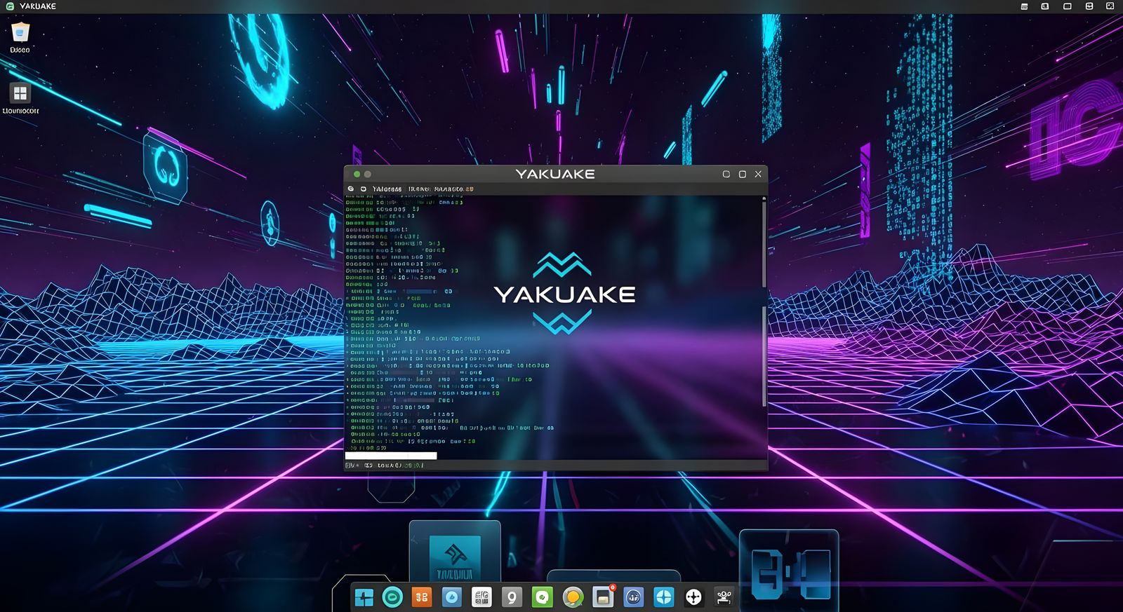 Cyberpunk Dropdown Terminal on Linux Desktop