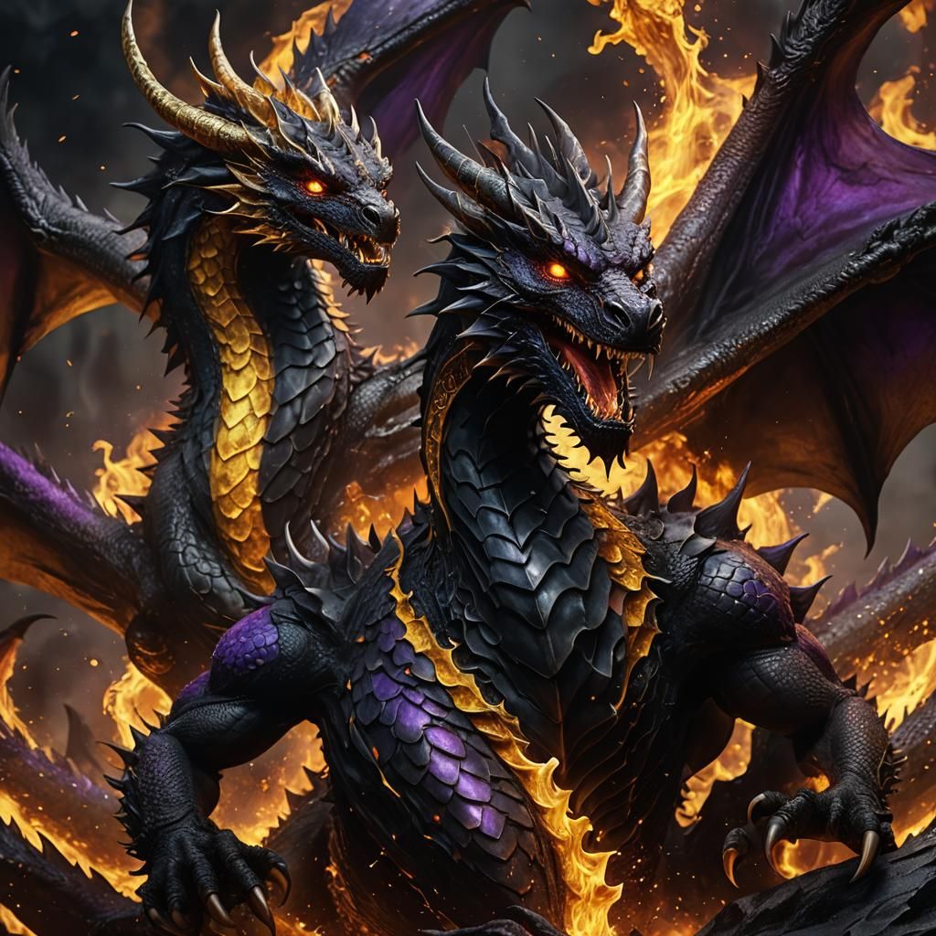 Dragon in Black Fire: Dark Fantasy Digital Art