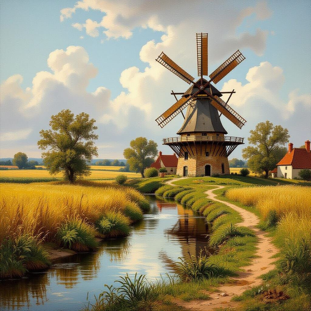 French Countryside Landscape as Oil Painting