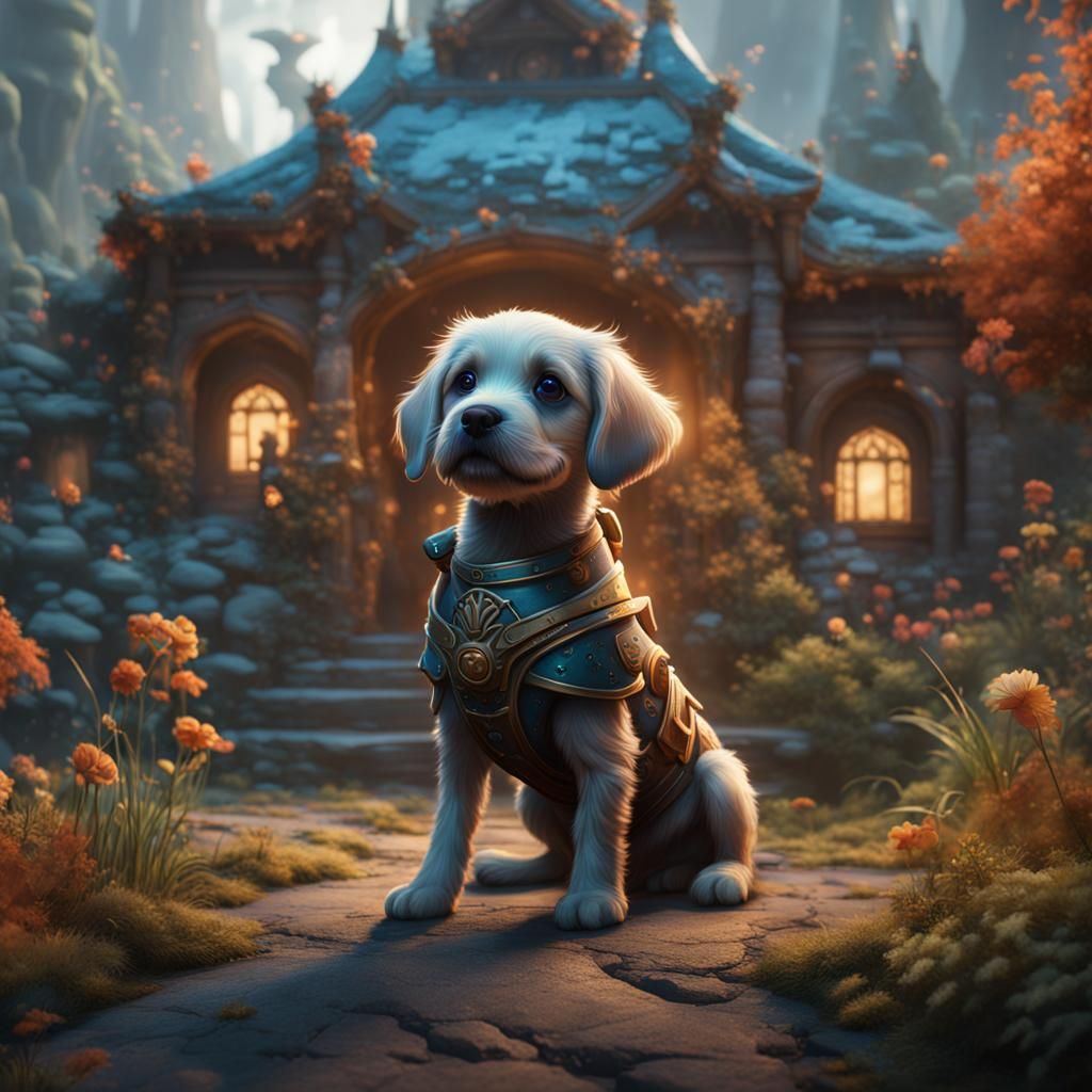 Fantastical Puppy Matte Painting in Deep Color