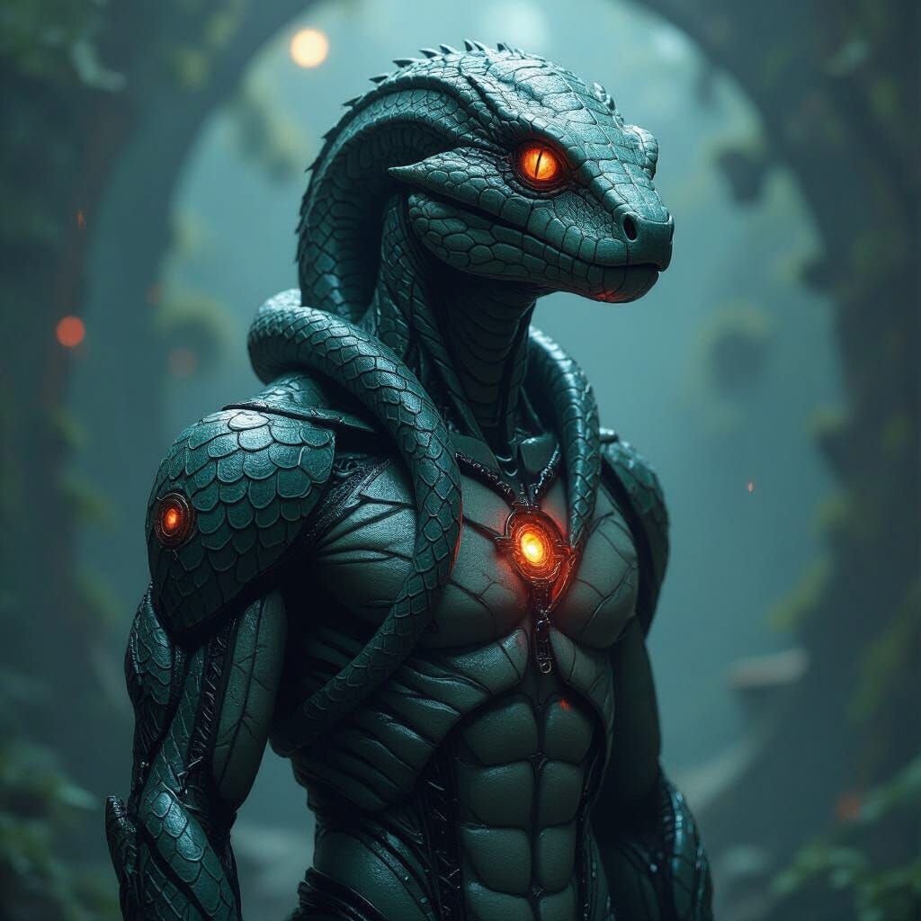 Humanoid Serpent in Biomechanical Style