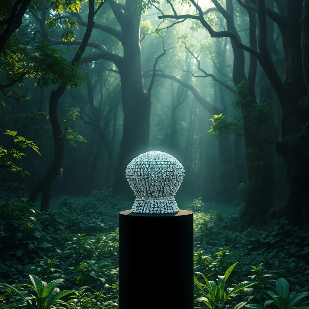 Sparkling Diamond Casket in a Misty Emerald Forest