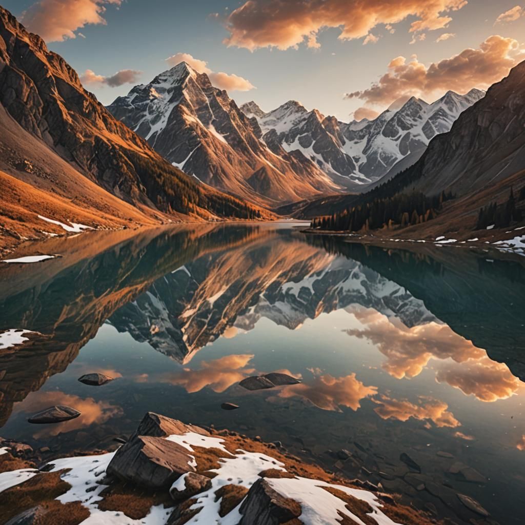 Majestic Mountain Sunset in Golden Light
