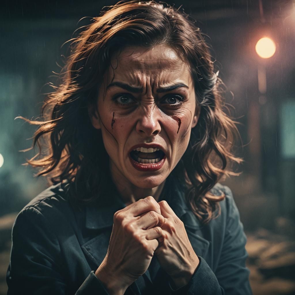 Furious Woman in Film Noir Style