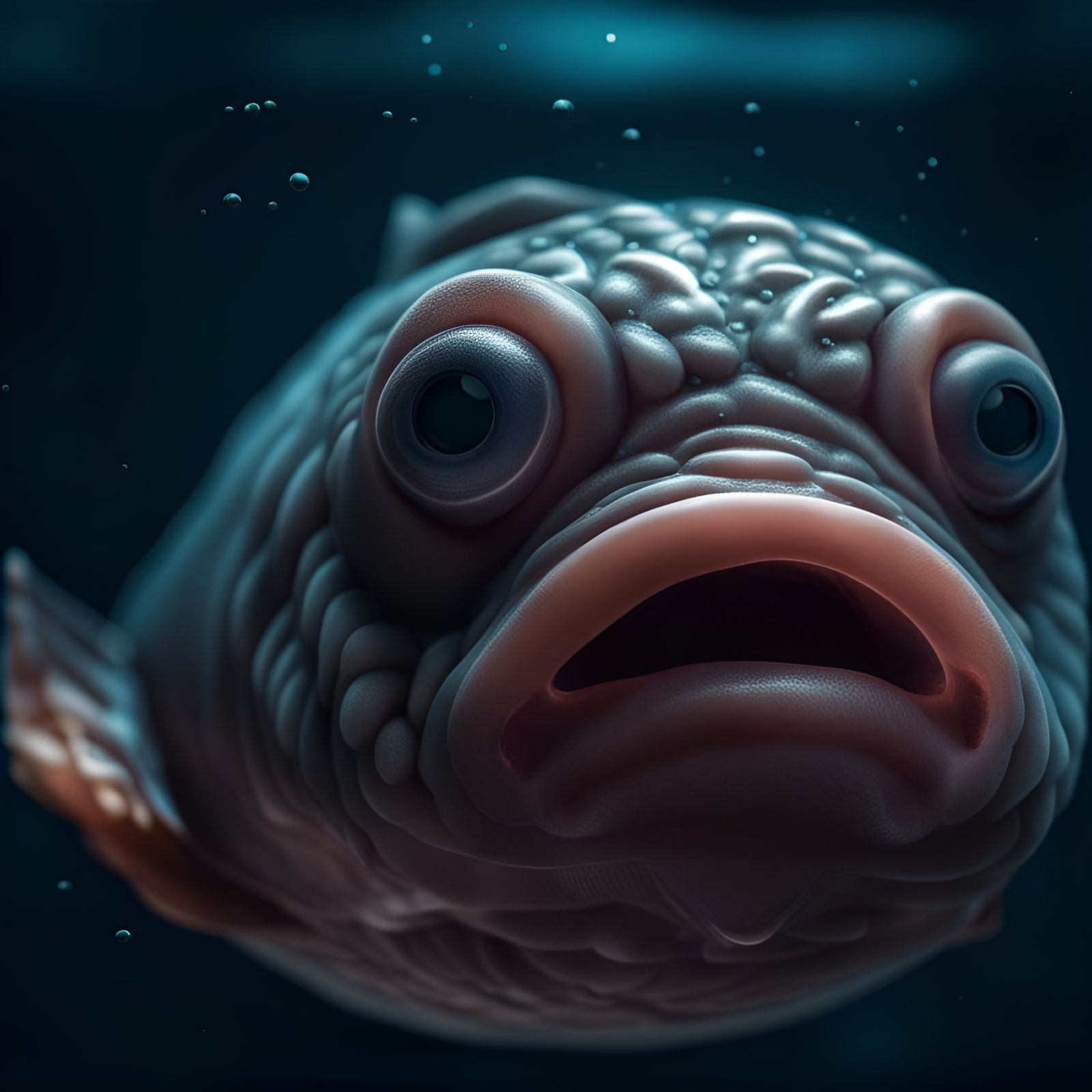 Hyperrealistic Blobfish Portrait in HDR