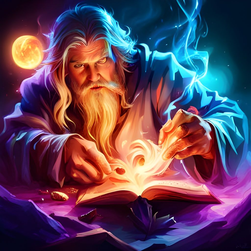 Wizard Casting Spell: Dark Fantasy Art