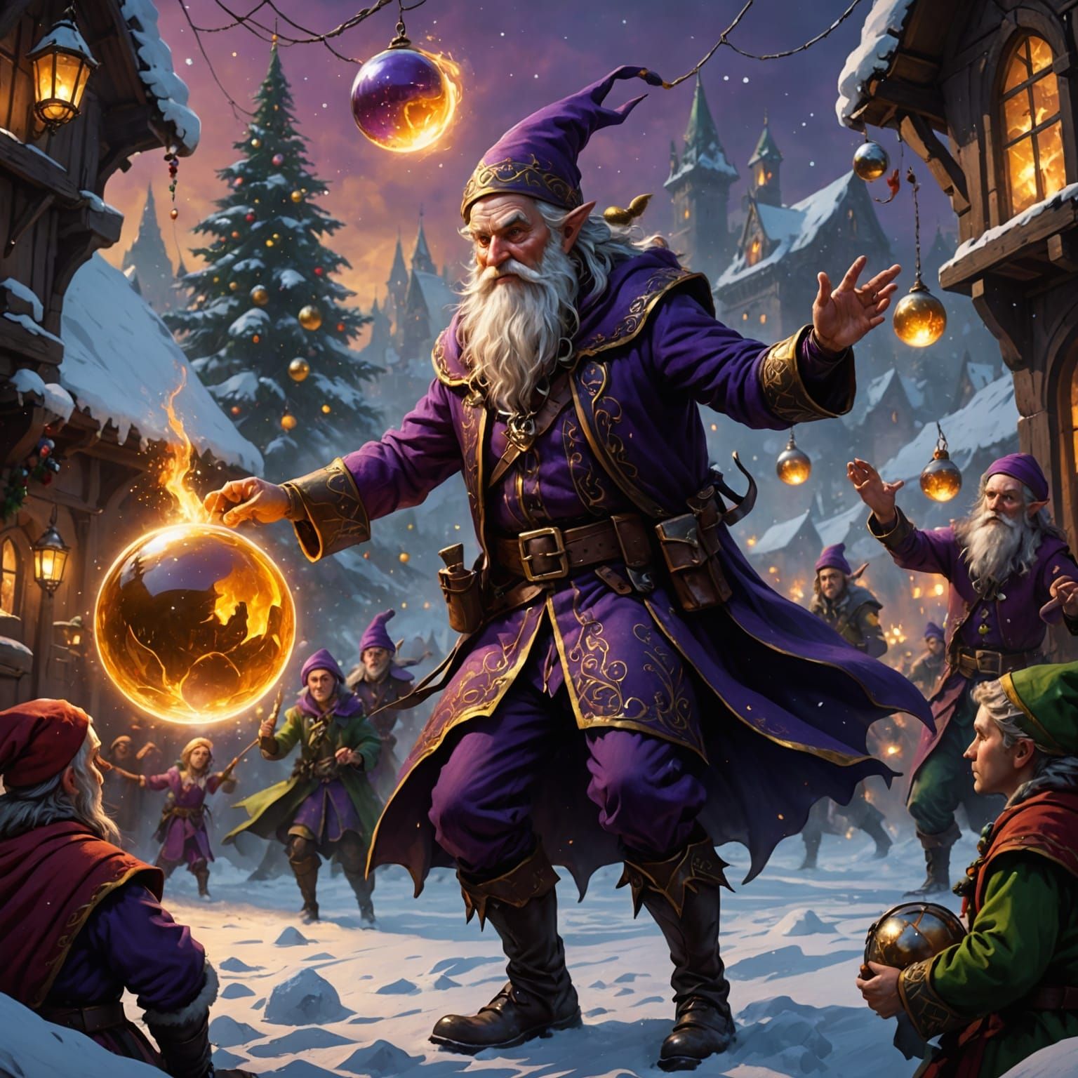 Dark Fantasy Elves Confront Santa in a Masterful 8k Artwork