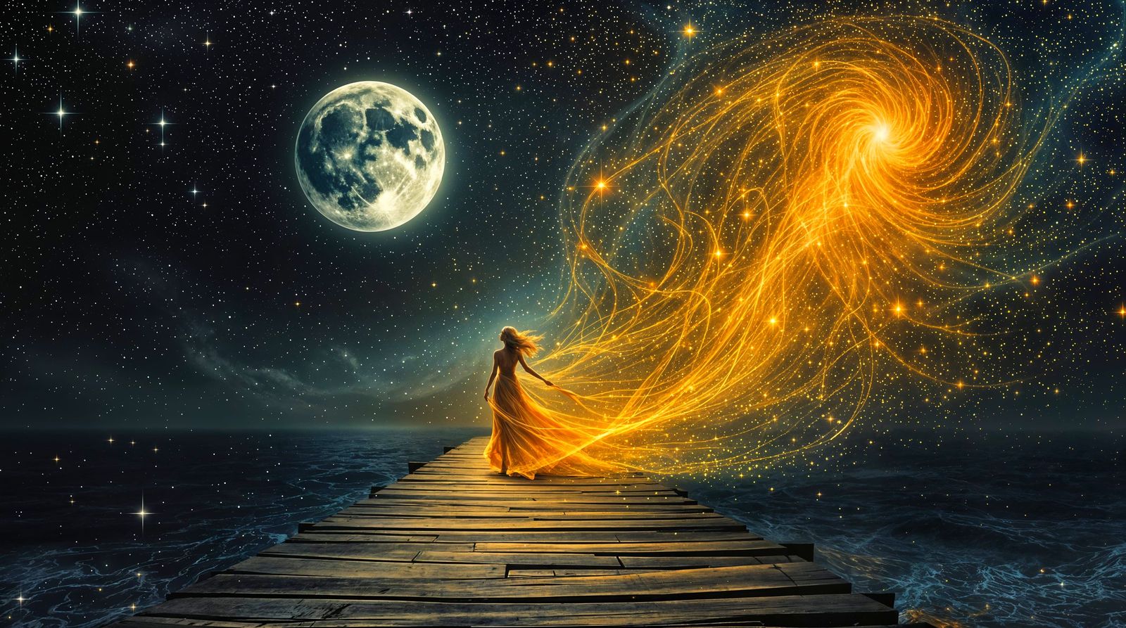 Majestic Starlight Serenade in a Golden Gown