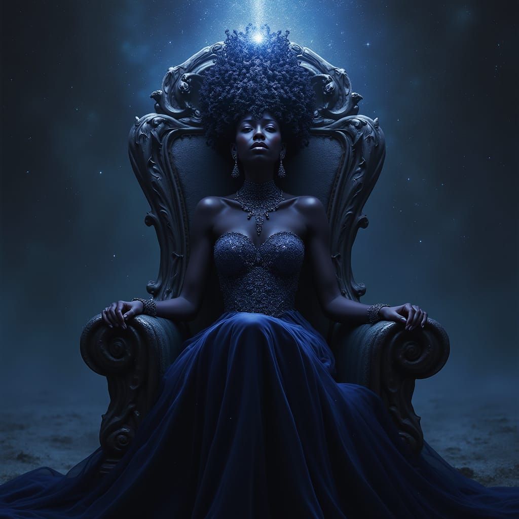 Goddess of Shadows on Obsidian Throne