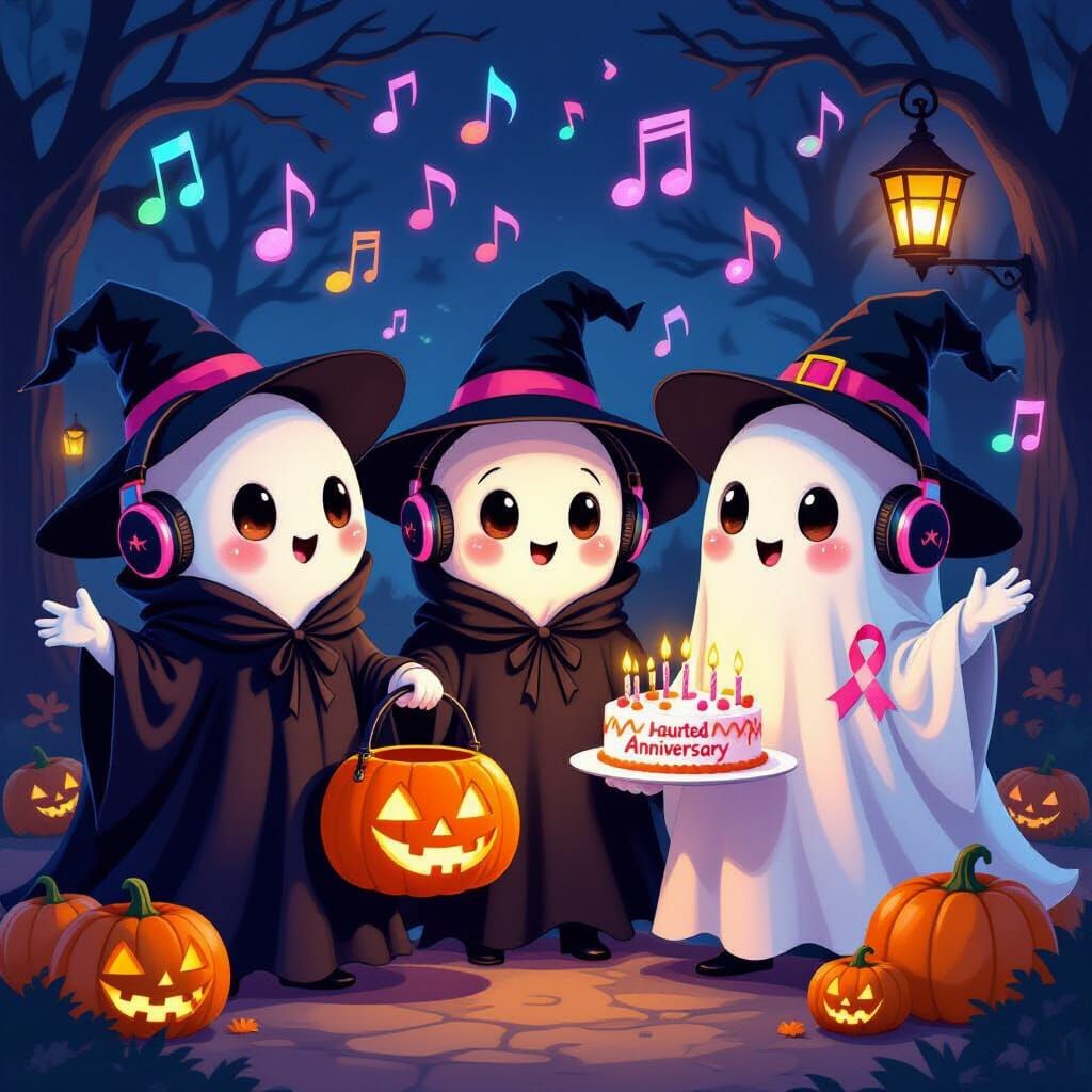 A group of cute ghost for halloween anniversary ...