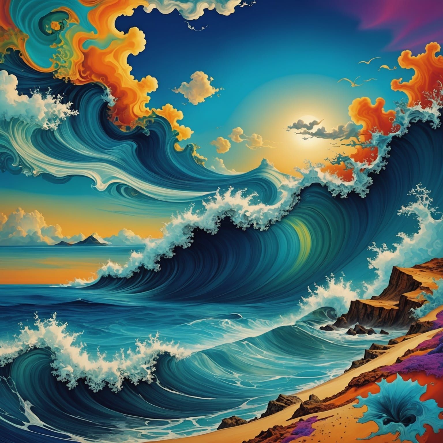 Surreal Fractal Landscape with Vivid Colors