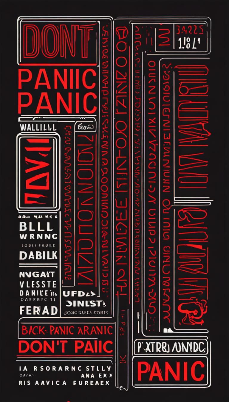 Don't Panic Message on Black Background