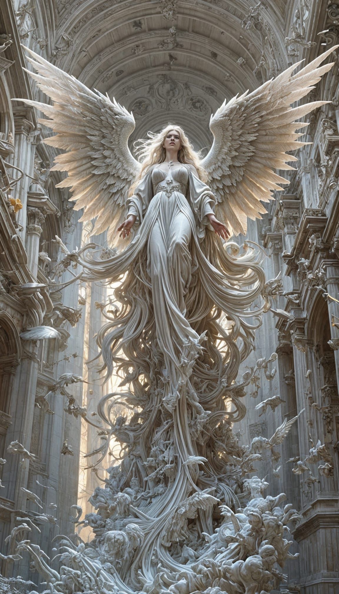 Surreal Fairy Goddess Descending from Heaven