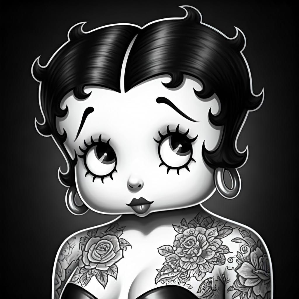 Betty Boop Tattoo Queen: High Contrast Sketch
