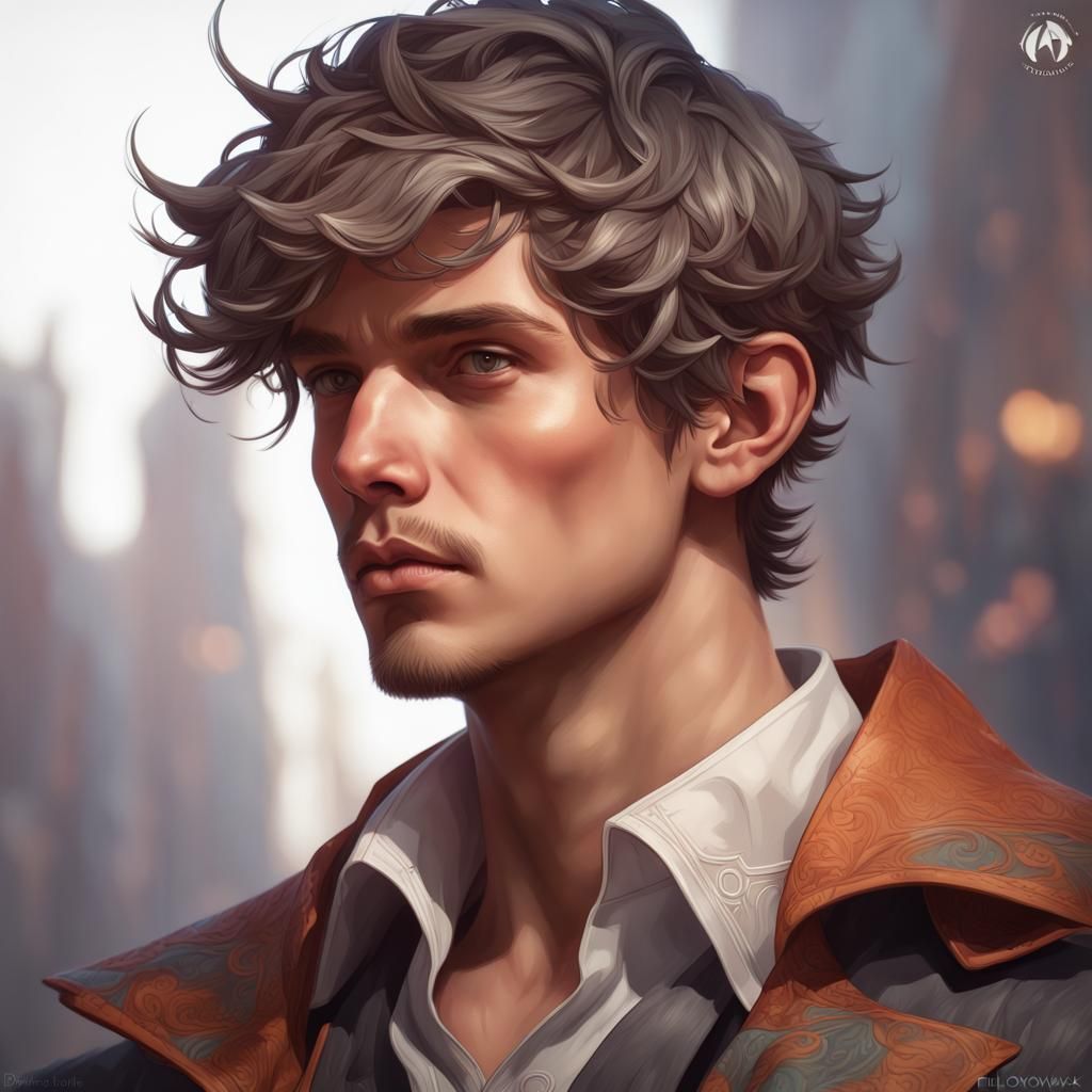 Handsome Boy Portrait in Hyperdetailed Style