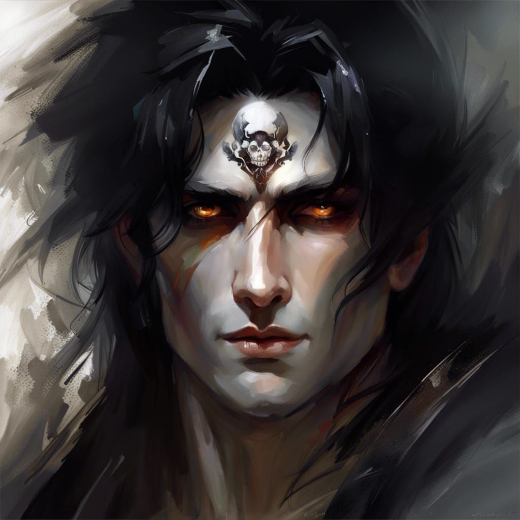 Portrait of a Dark-Haired Necromancer