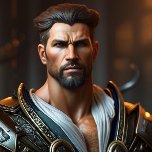 Barbarian Warrior Portrait in High Fantasy Style