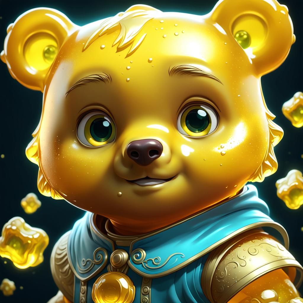Chibi Yellow Gummy Bear Portrait in Detailed Digital Art