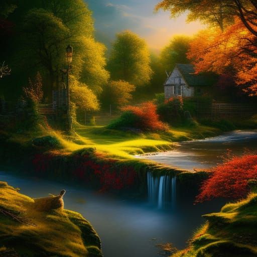 Picturesque Countryside Scene in Detailed Matte Painting