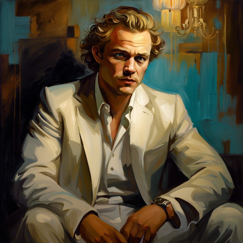 Man with Blue Eyes in Dimly Lit Room