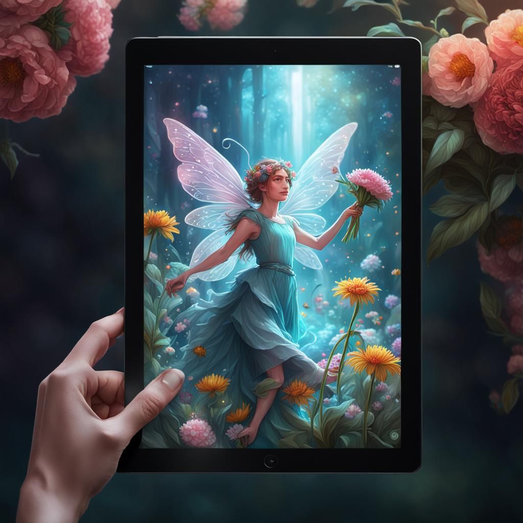 Fairy Recording on iPad, Detailed Digital Art
