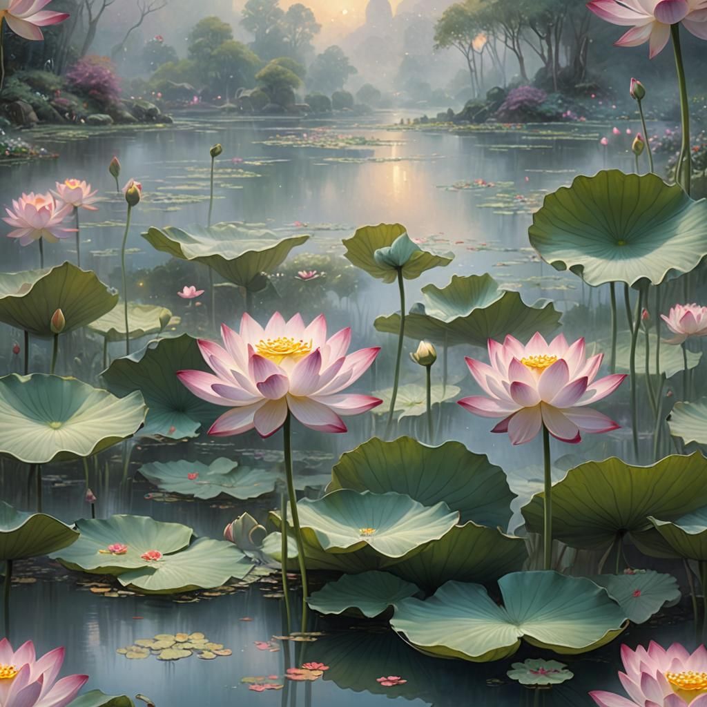 Ethereal Lotus Blossom in Dreamy Soft Focus