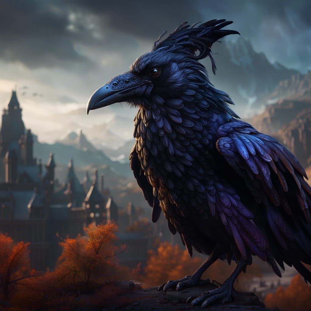 Detailed Raven Griffin Fantasy Concept Art