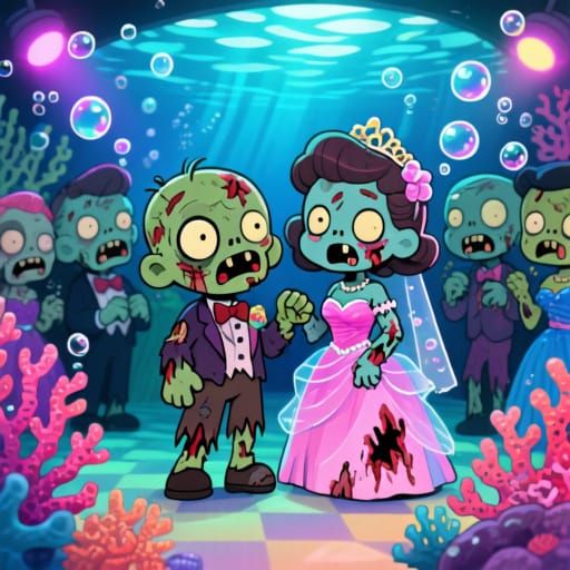 Chibi Zombies at a 50s Undersea Prom