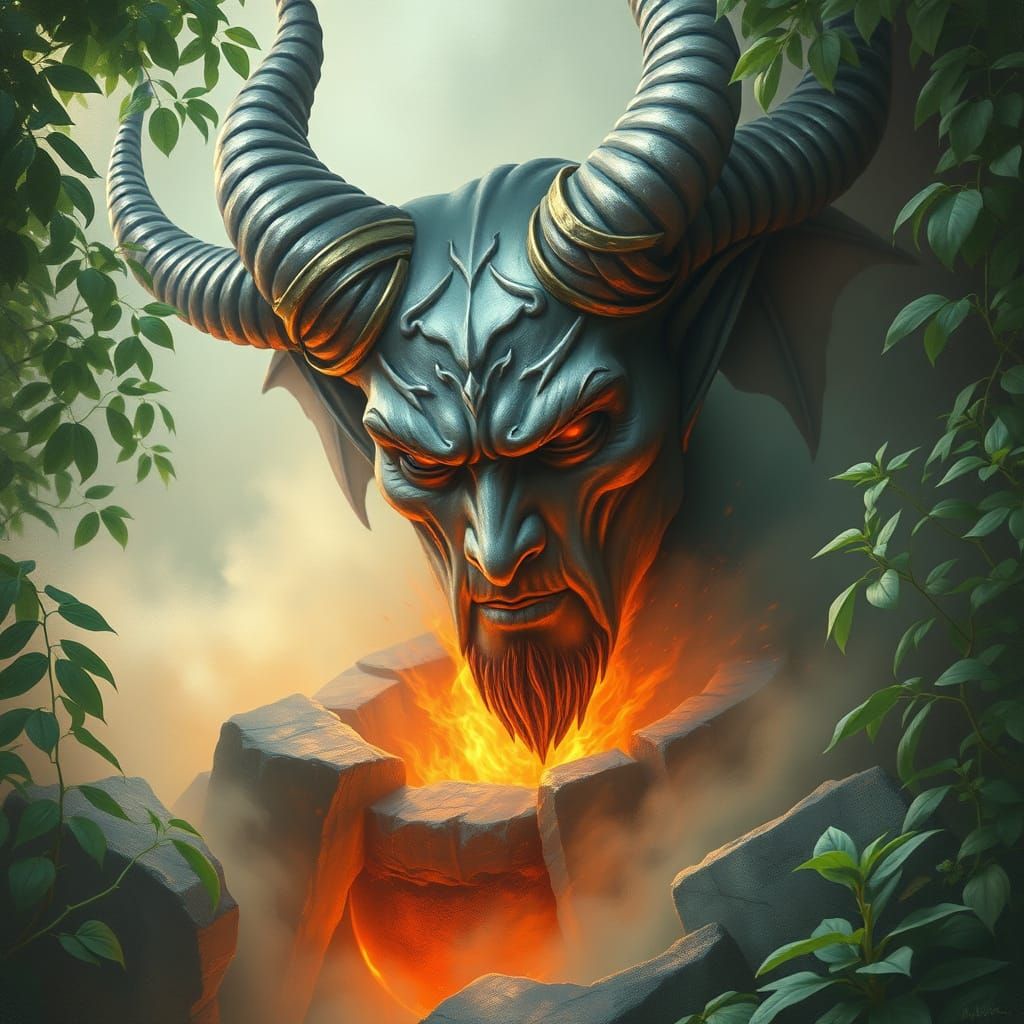 Satan in Harmony with Nature: Soft Pastel Portrait