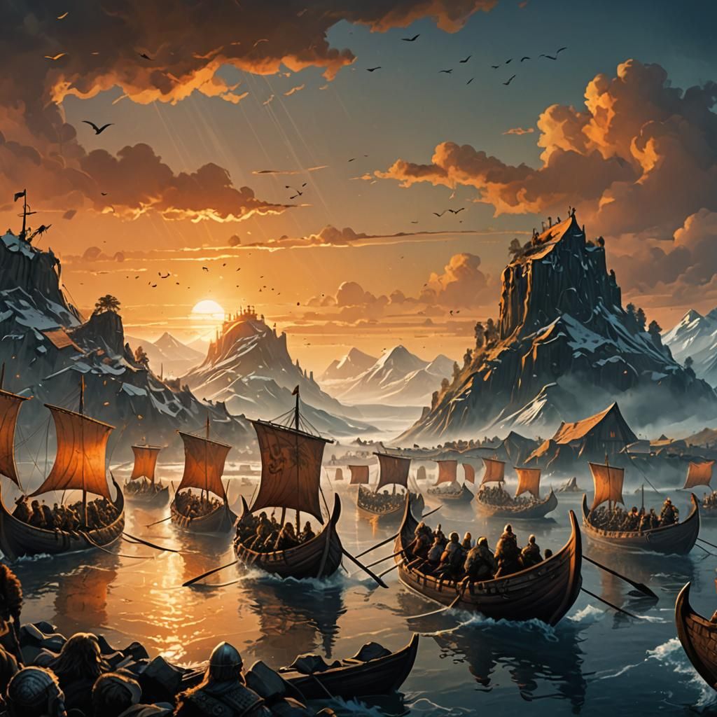 Viking Invasion: Fantasy Matte Painting at Sunset