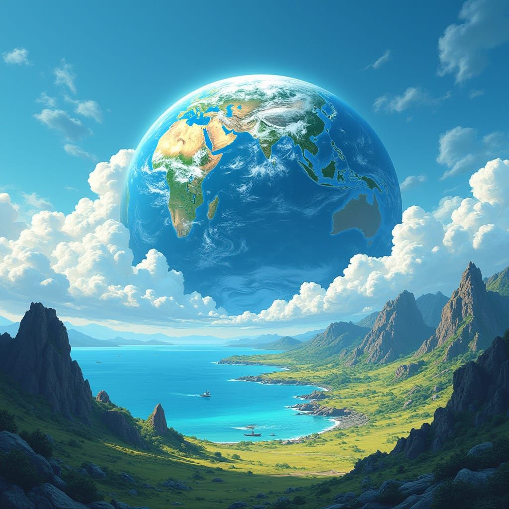 Vivid Planet Earth as Atmospheric Digital Art