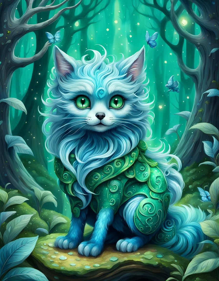 Enchanted Forest Creature in Gouache and Watercolor Style