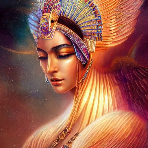 Ethereal Egyptian Goddess Isis: Digital Art Portrait