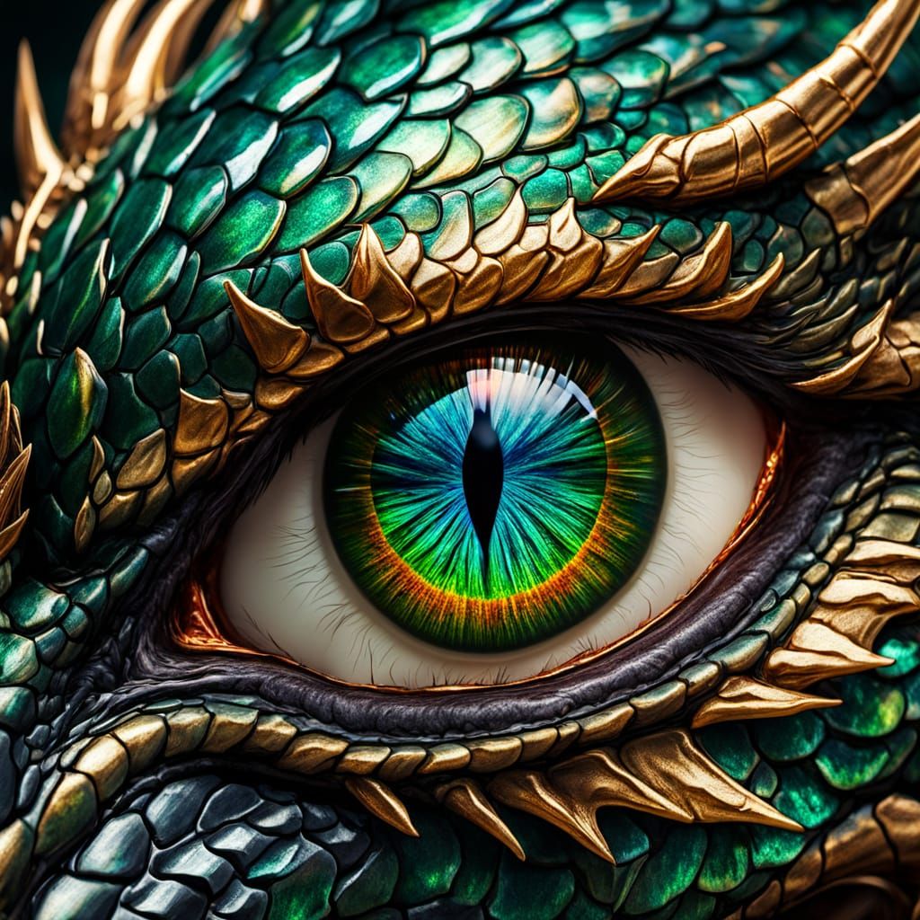 Detailed Macro Photograph of a Dragon's Eye