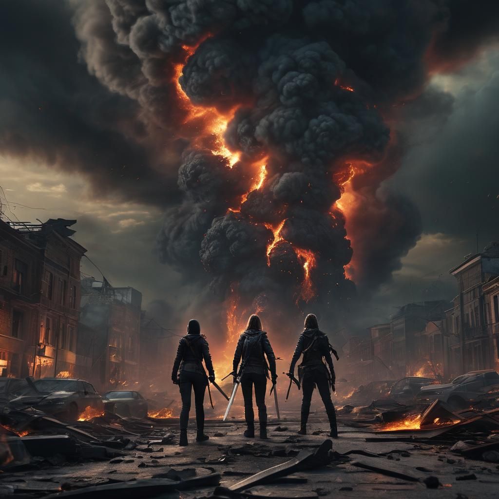 Epic Couple Save City: 3D Apocalyptic Art