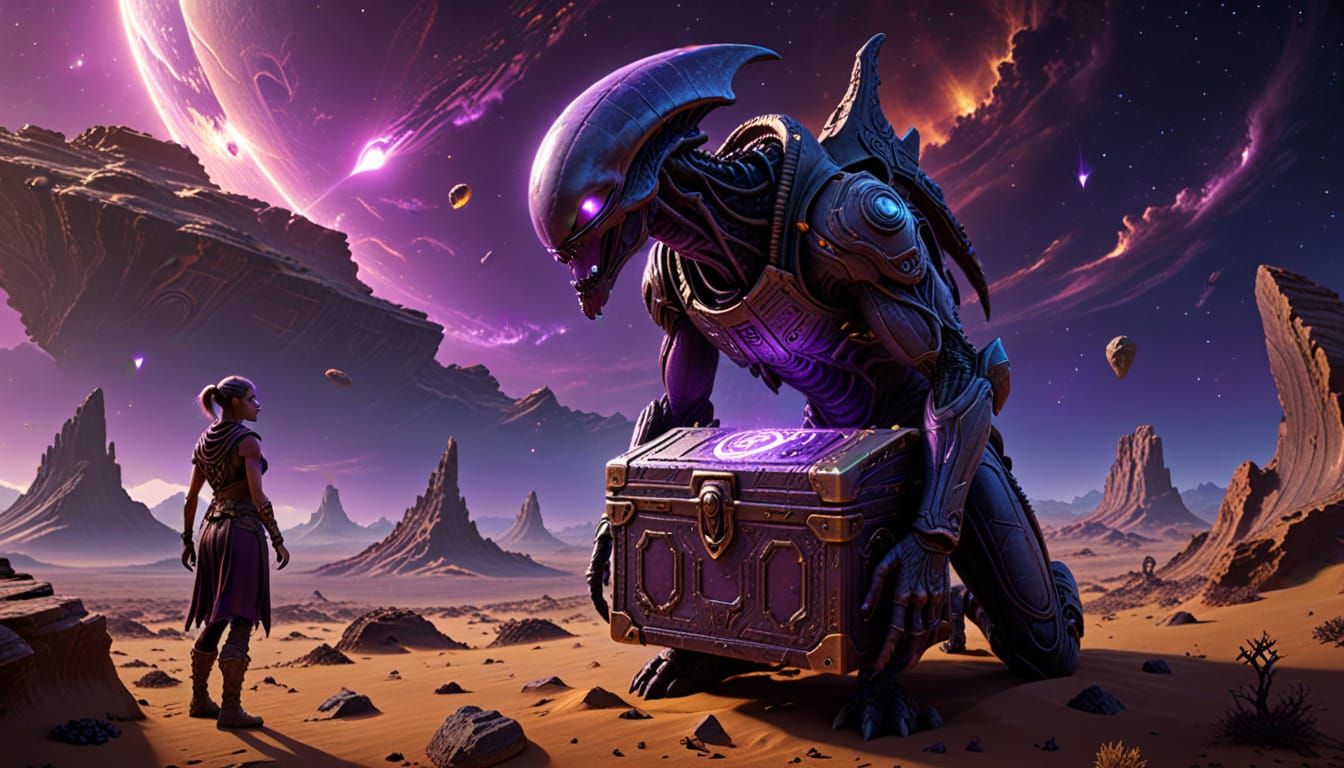 Alien Explorer Finds Ancient Treasure: Concept Art