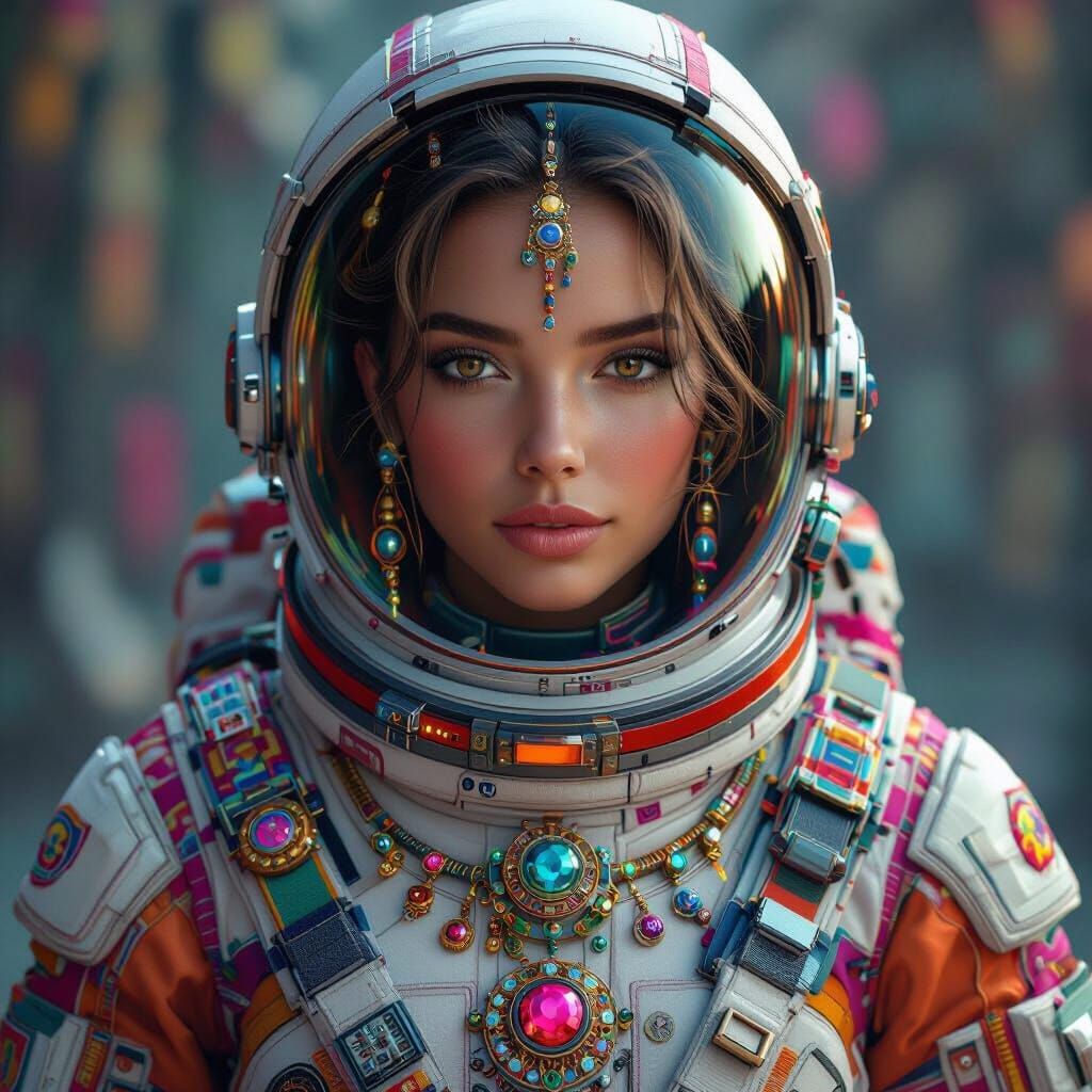 Vibrant Astronaut Portrait in Detailed Fantasy Concept Art S...