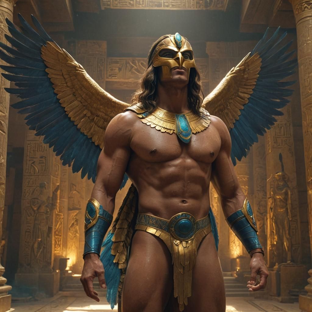 Egyptian God Horus in Underground Tomb