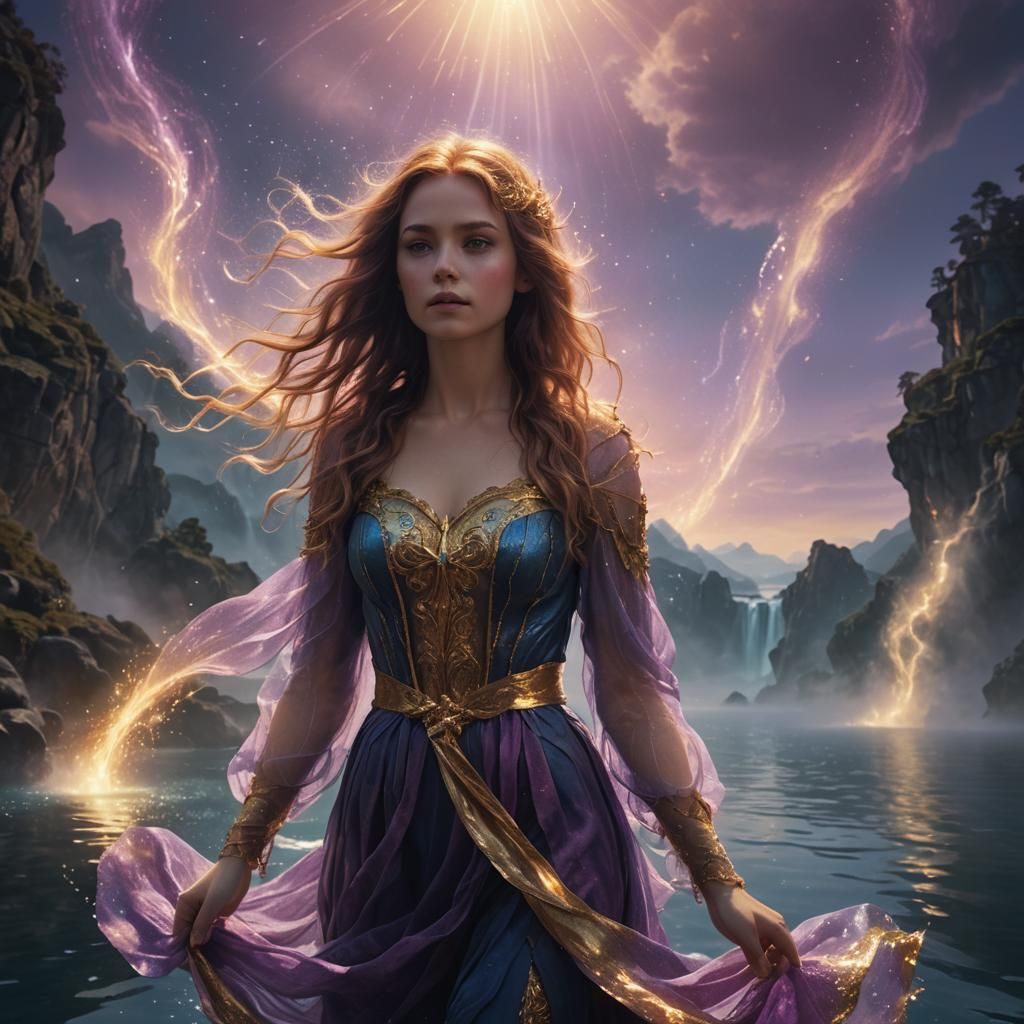 Ethereal Fairy Walking on Water in Digital Art