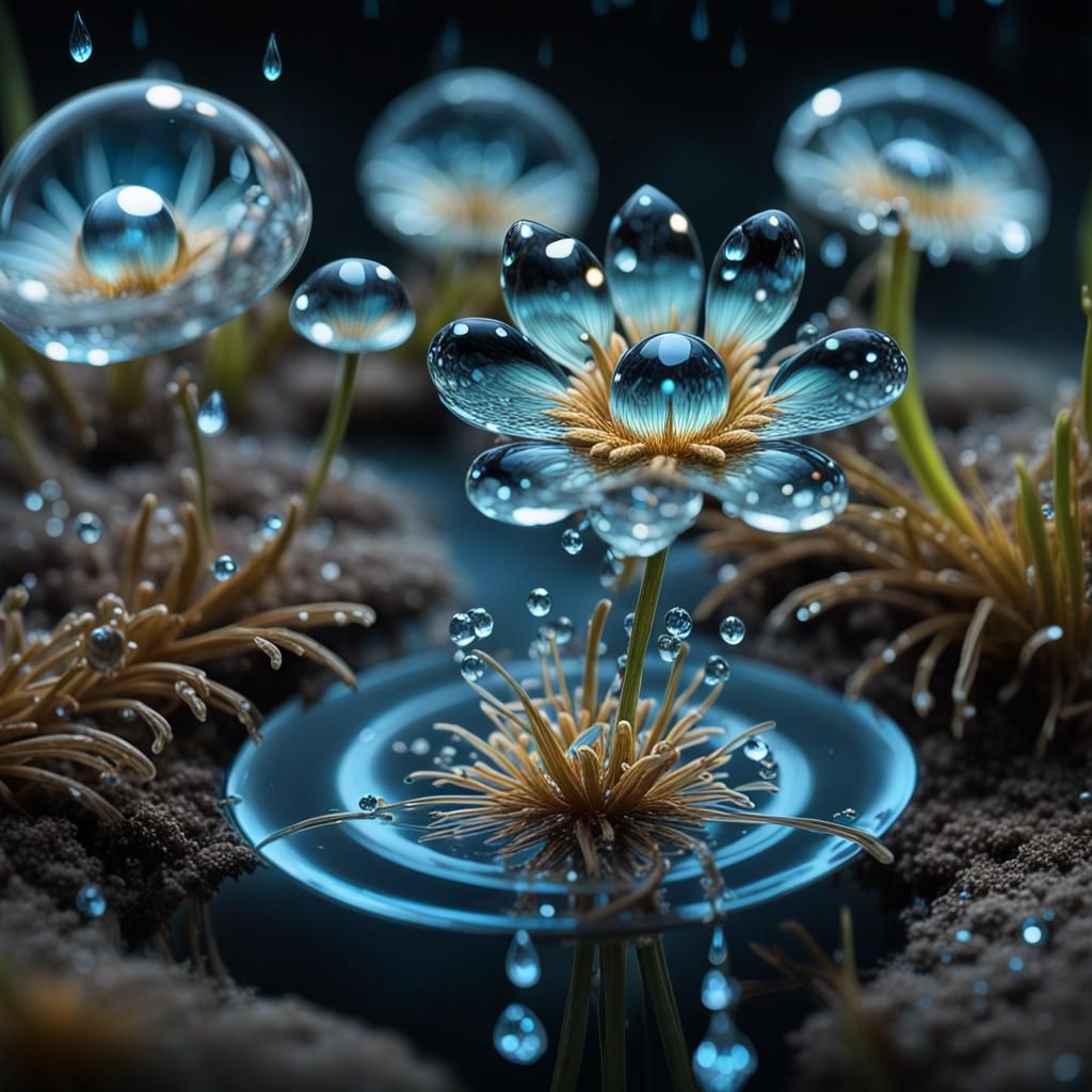 Bioluminescent Water Token with Diamond Droplet and Magic Fl...