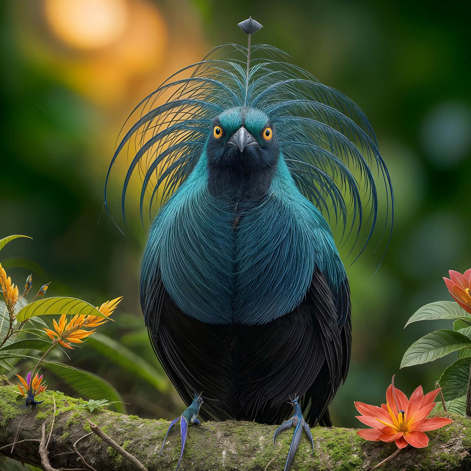 Bird of Paradise Displays Vivid Blue Plumage