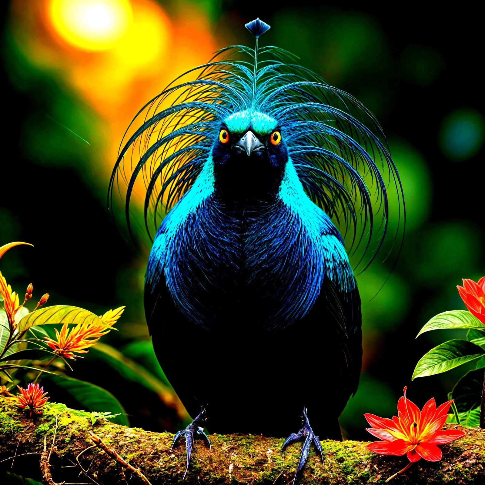 Greater Lophorina Bird of Paradise in Vivid Blue Display