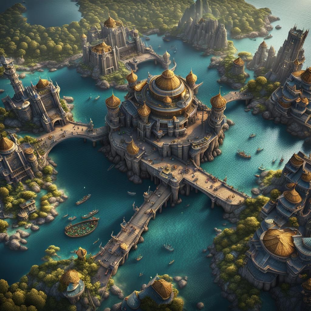 Detailed Aerial View of Atlantis in Unreal Engine