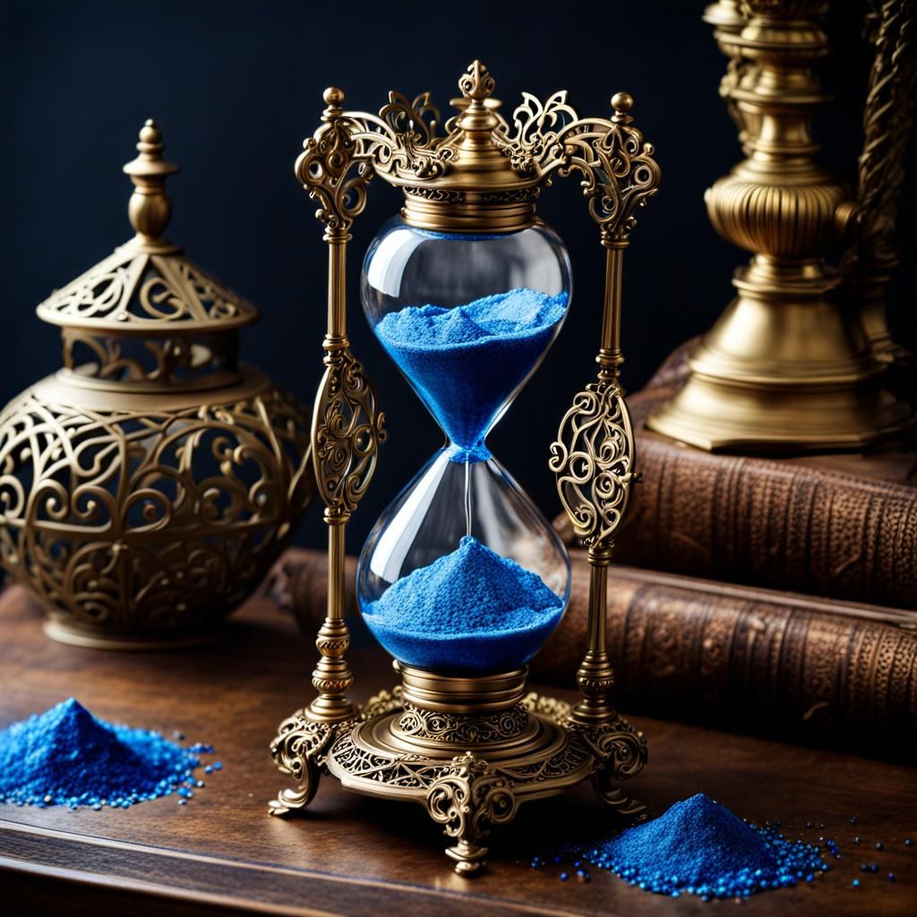 Intricate Ravenclaw Hourglass with Flowing Blue Sand