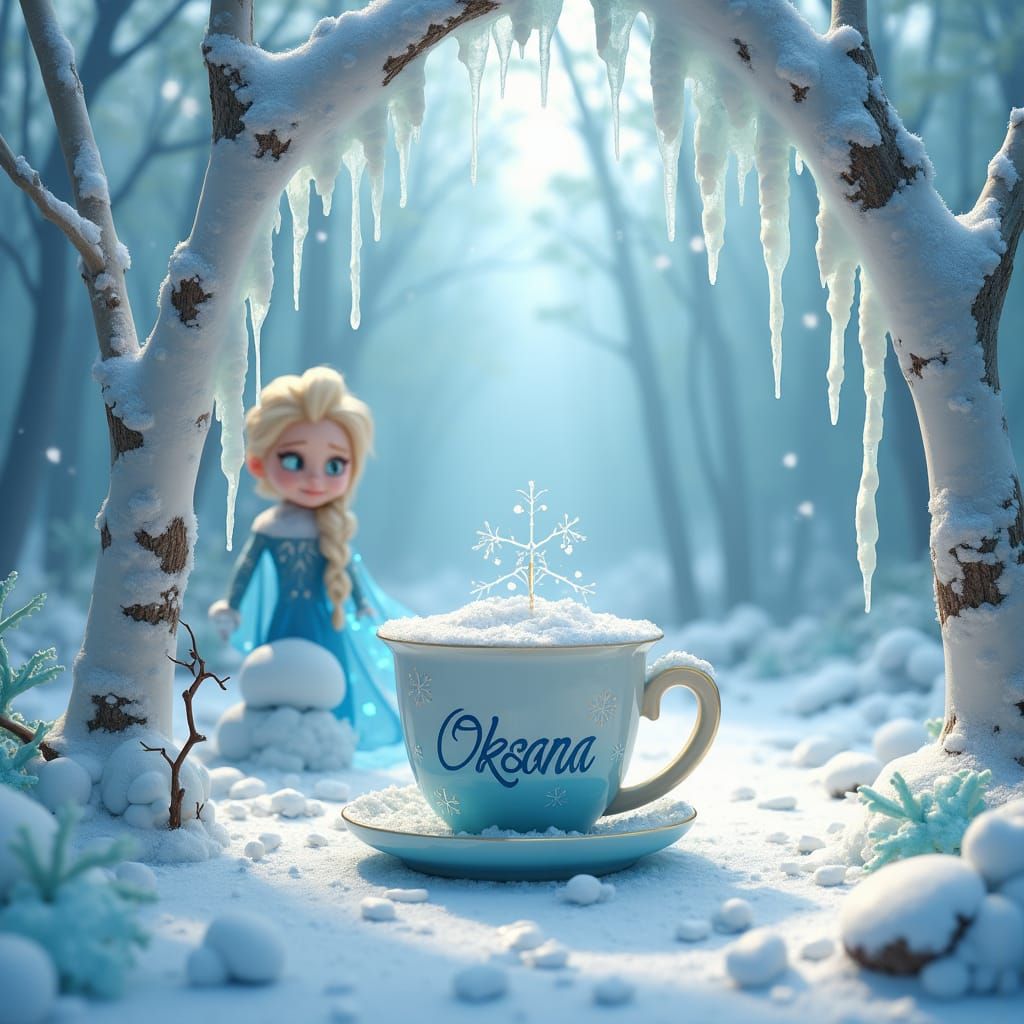 Enchanting Winter Forest Scene in 3D Digital Art