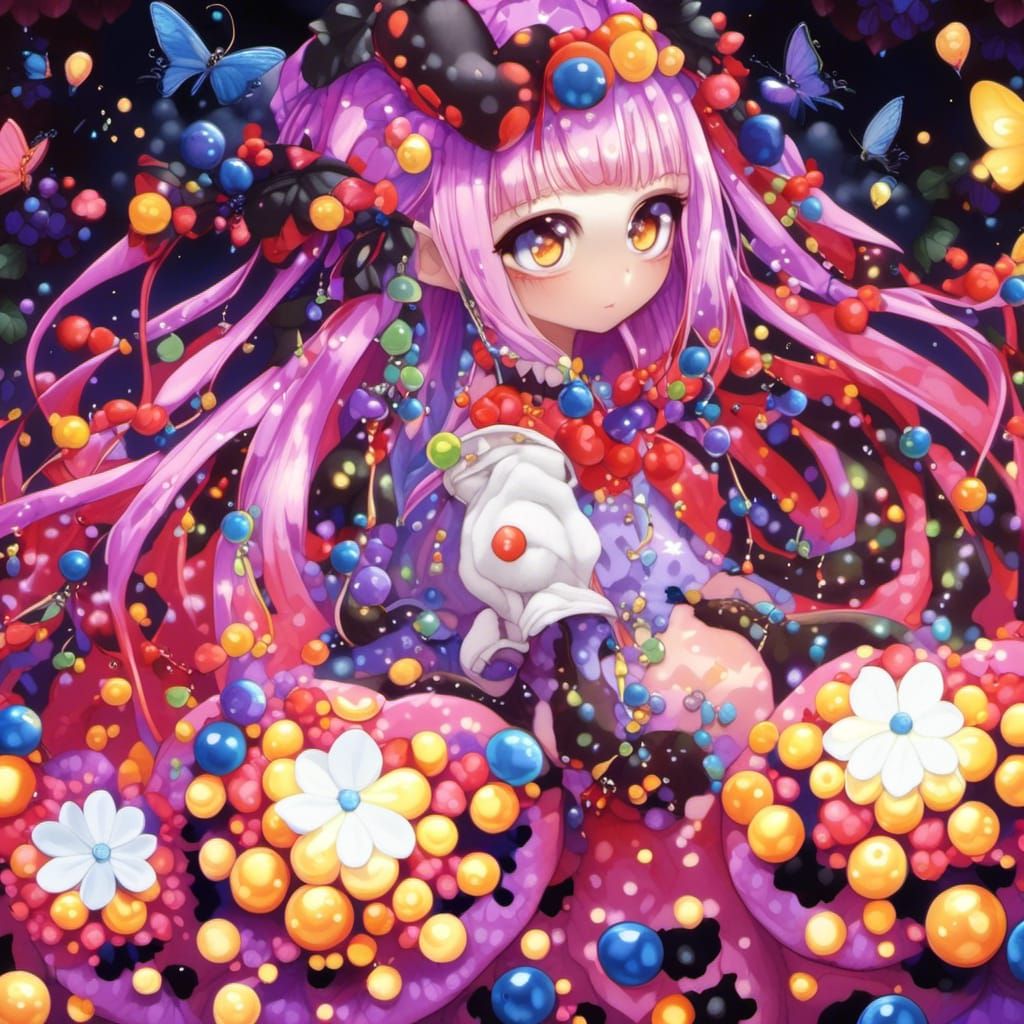 Gothic Yarn Fairy with Bioluminescent Wings