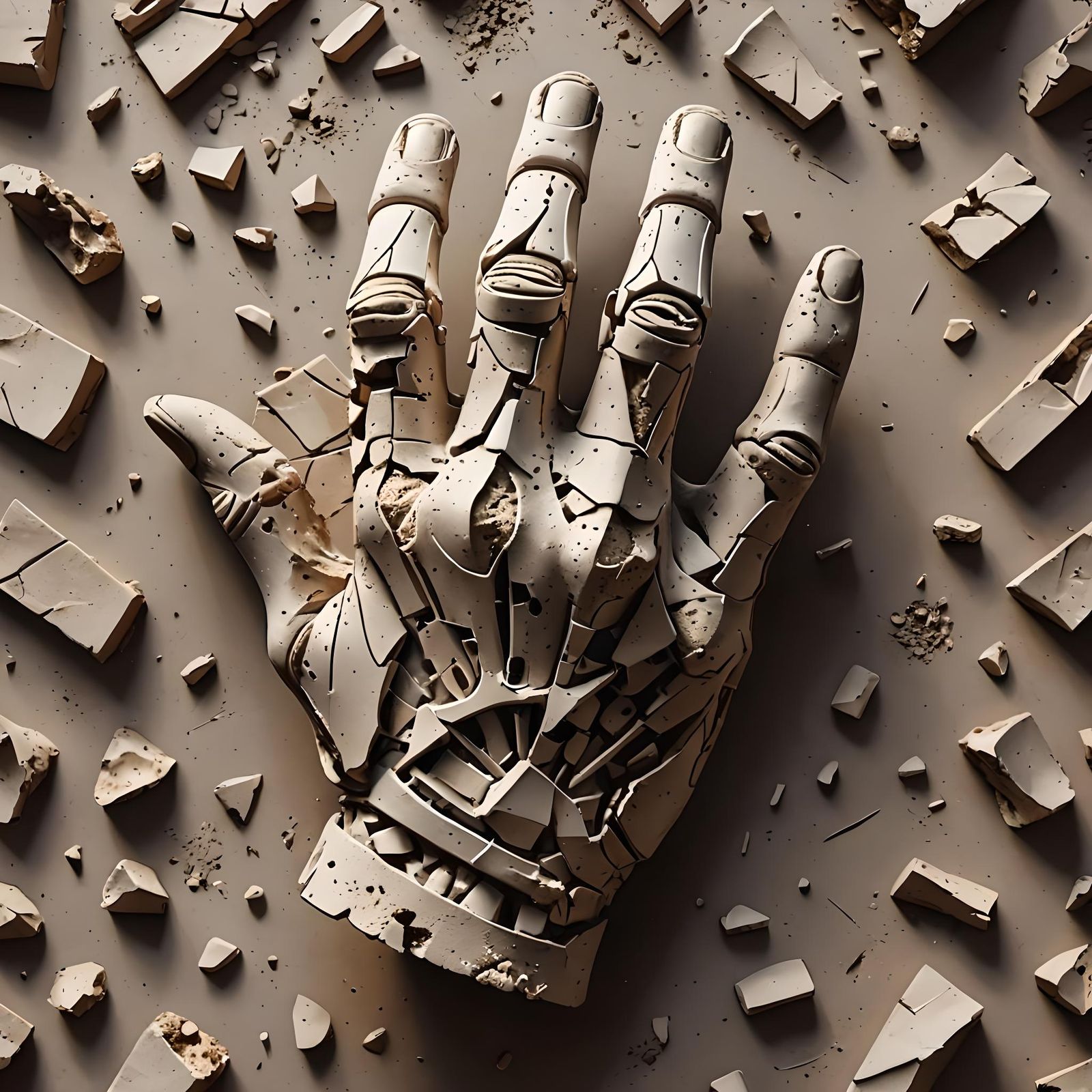 Ancient Broken Clay Hand Sculpture