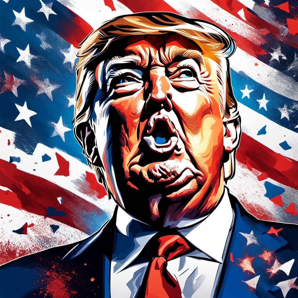 Triumphant Donald Trump Splash Art Portrait