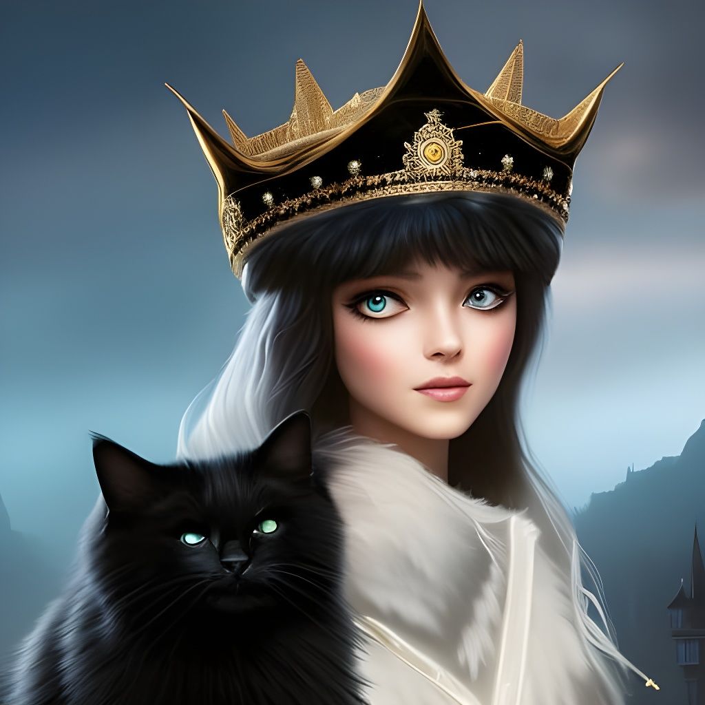 Princess and Cat Portrait in Video Game Style