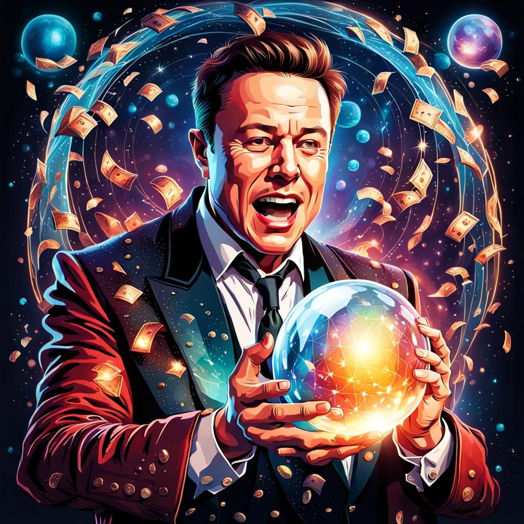 Elon Musk as Fortune Teller in Hyperrealistic Style